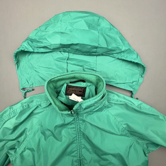 Eddie Bauer Mint Windbreaker Zip Jacket Women’s S Hooded 90s Nylon Retro - Picture 7 of 11